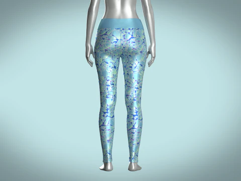 Girls Sports Leggings - Alien Camo Print 3D Model