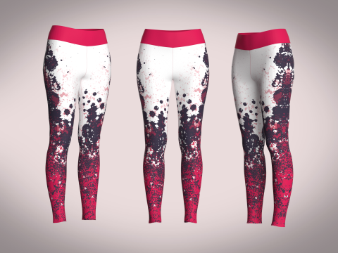Girls Sports Leggings - Red Printed 3D 模型