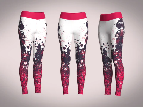 Leggings sportivi per ragazze - Stampati rossi Modello 3D