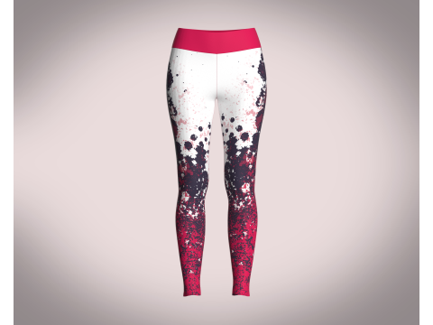 Girls Sports Leggings - Red Printed Model 3D