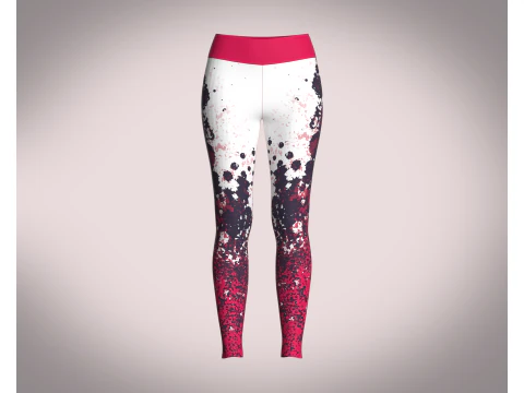 Girls Sports Leggings - Red Printed 3D Model