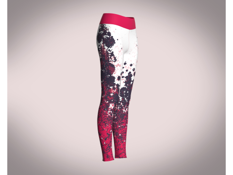 Girls Sports Leggings - Red Printed Model 3D
