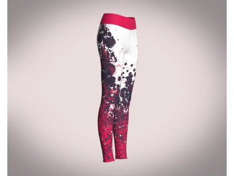 Girls Sports Leggings - Red Printed 3D Model