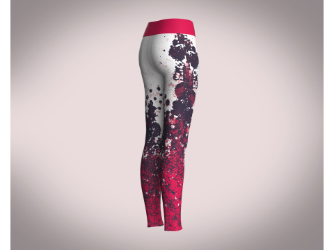 Girls Sports Leggings - Red Printed Model 3D