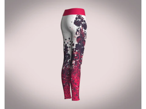 Girls Sports Leggings - Red Printed 3D Model