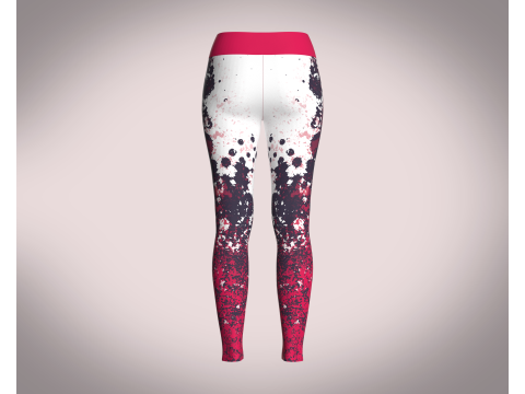 Girls Sports Leggings - Red Printed Model 3D