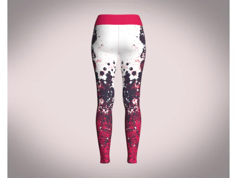 Girls Sports Leggings - Red Printed 3D Model