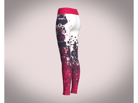 Girls Sports Leggings - Red Printed Model 3D