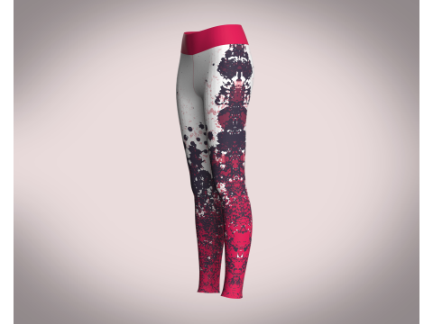 Girls Sports Leggings - Red Printed Model 3D