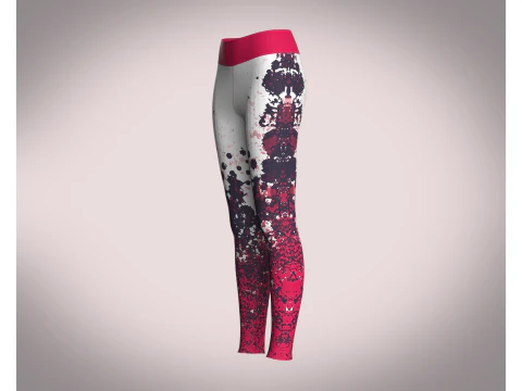 Girls Sports Leggings - Red Printed 3D Model