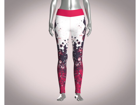 Girls Sports Leggings - Red Printed Model 3D