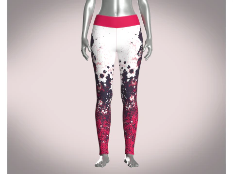 Girls Sports Leggings - Red Printed 3D Model