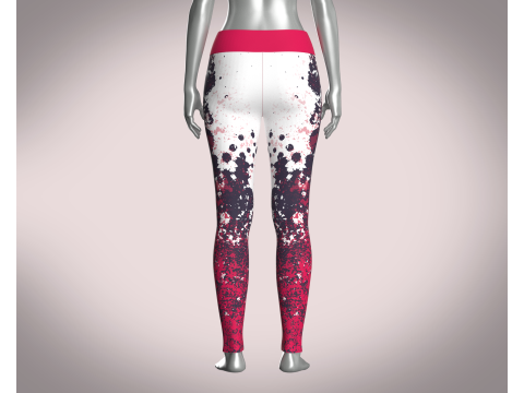 Girls Sports Leggings - Red Printed Model 3D