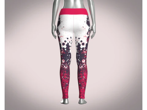 Girls Sports Leggings - Red Printed 3D Model