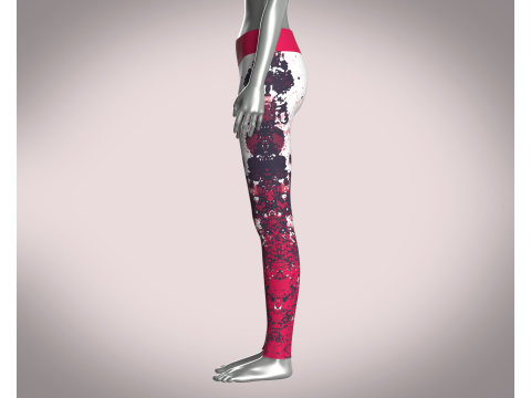 Girls Sports Leggings - Red Printed Model 3D