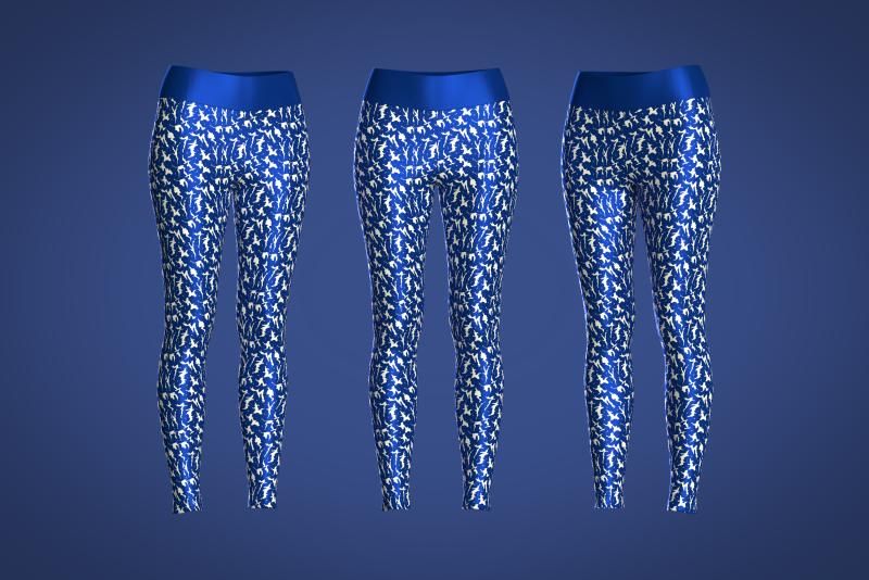 Girls Sports Leggings - Printed With Blue 3D Model .c4d .max .obj .3ds .fbx .stl .blend 