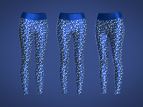 Girls Sports Leggings - Printed With Blue 3D Model