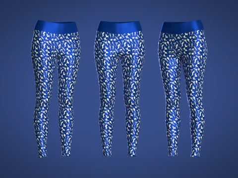 Спортивные леггинсы для девочек &ndash; с синим принтом 3D Модель