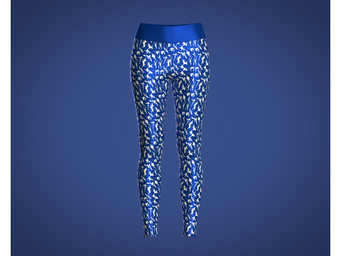 Girls Sports Leggings - Printed With Blue 3D Model