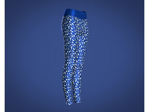 Girls Sports Leggings - Printed With Blue 3D Model