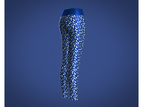 Girls Sports Leggings - Printed With Blue 3D Model