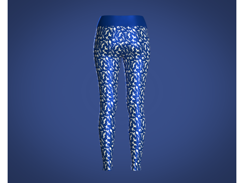 Girls Sports Leggings - Printed With Blue 3D Model