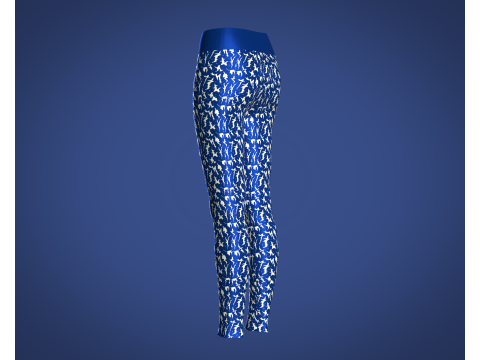 Girls Sports Leggings - Printed With Blue 3D Model