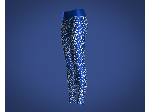Girls Sports Leggings - Printed With Blue 3D Model