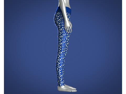 Girls Sports Leggings - Printed With Blue 3D Model