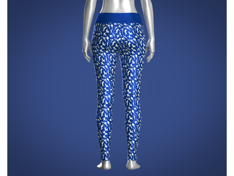 Girls Sports Leggings - Printed With Blue 3D Model