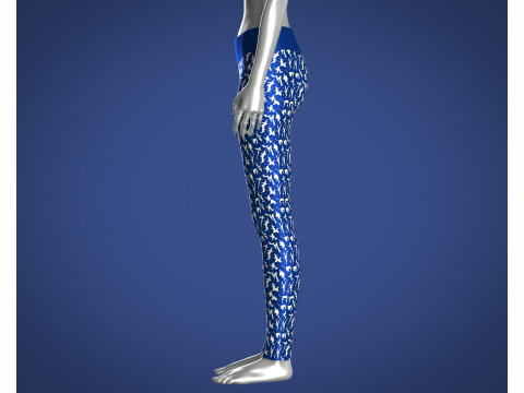 Girls Sports Leggings - Printed With Blue 3D Model