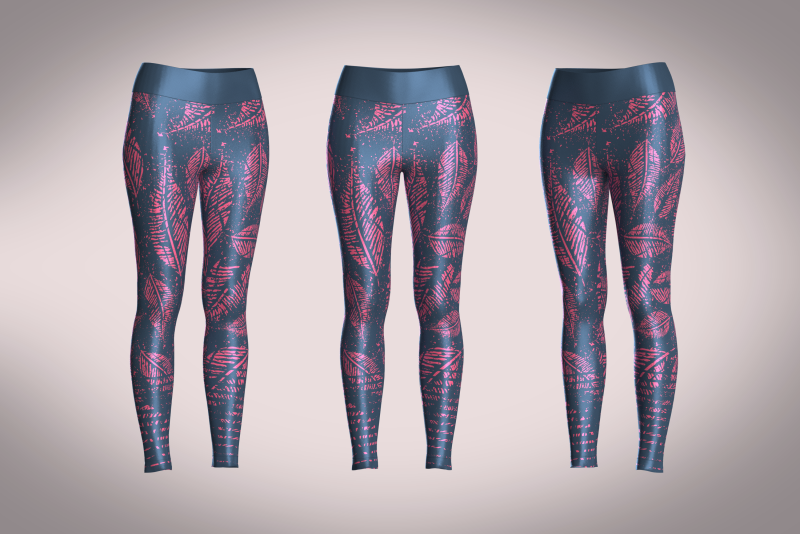 Girls Sports Leggings - Leaf Printed Model 3D .c4d .max .obj .3ds .fbx .stl .blend 