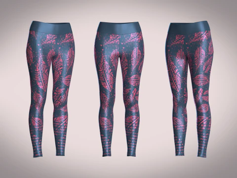 Спортивные леггинсы для девочек - с принтом листьев 3D Модель