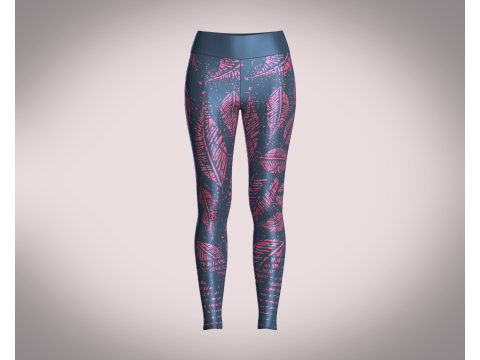Girls Sports Leggings - Leaf Printed Model 3D