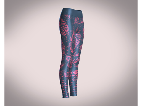 Girls Sports Leggings - Leaf Printed Model 3D