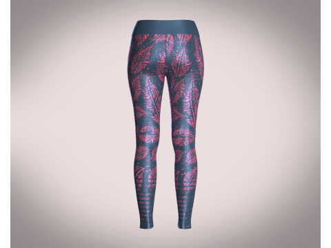 Girls Sports Leggings - Leaf Printed Model 3D