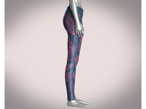 Girls Sports Leggings - Leaf Printed Model 3D