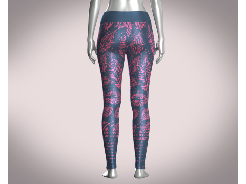 Girls Sports Leggings - Leaf Printed Model 3D