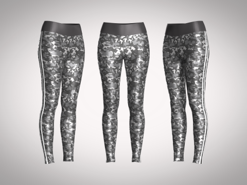 Girls Sports Leggings - Camo Printed 3D Model