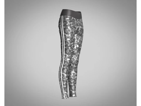 Girls Sports Leggings - Camo Printed 3D Model