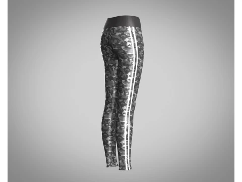 Girls Sports Leggings - Camo Printed 3D Model