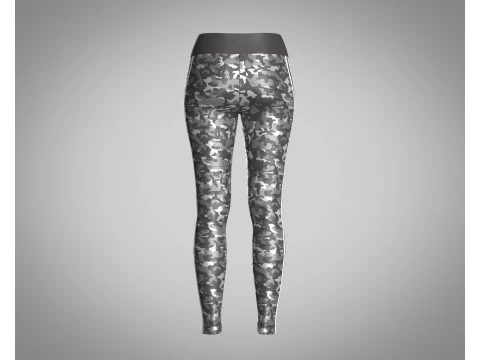 Girls Sports Leggings - Camo Printed 3D Model
