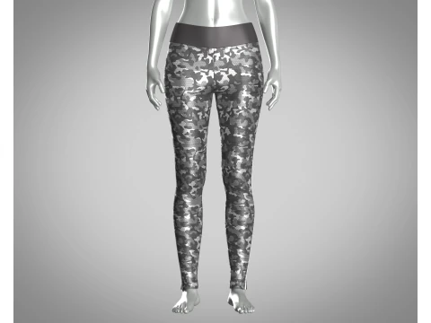 Girls Sports Leggings - Camo Printed 3D Model