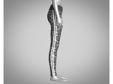 Girls Sports Leggings - Camo Printed Modèle 3D