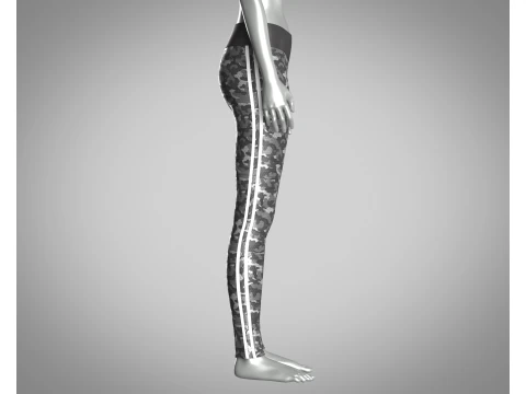 Girls Sports Leggings - Camo Printed 3D Model