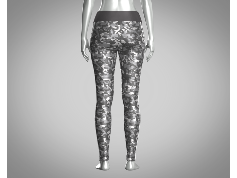Girls Sports Leggings - Camo Printed Modèle 3D