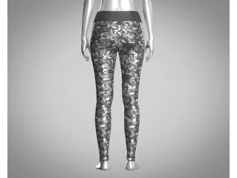 Girls Sports Leggings - Camo Printed 3D Model