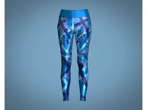 Girls Sports Leggings - Blue Print 3D Model