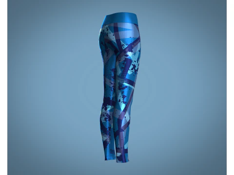 Girls Sports Leggings - Blue Print 3D Model