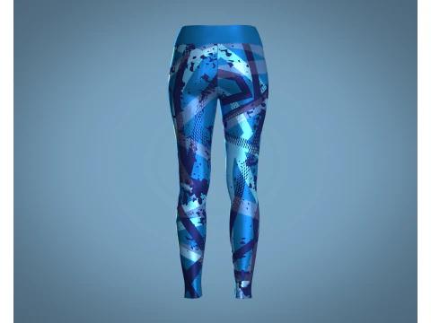 Girls Sports Leggings - Blue Print 3D Model